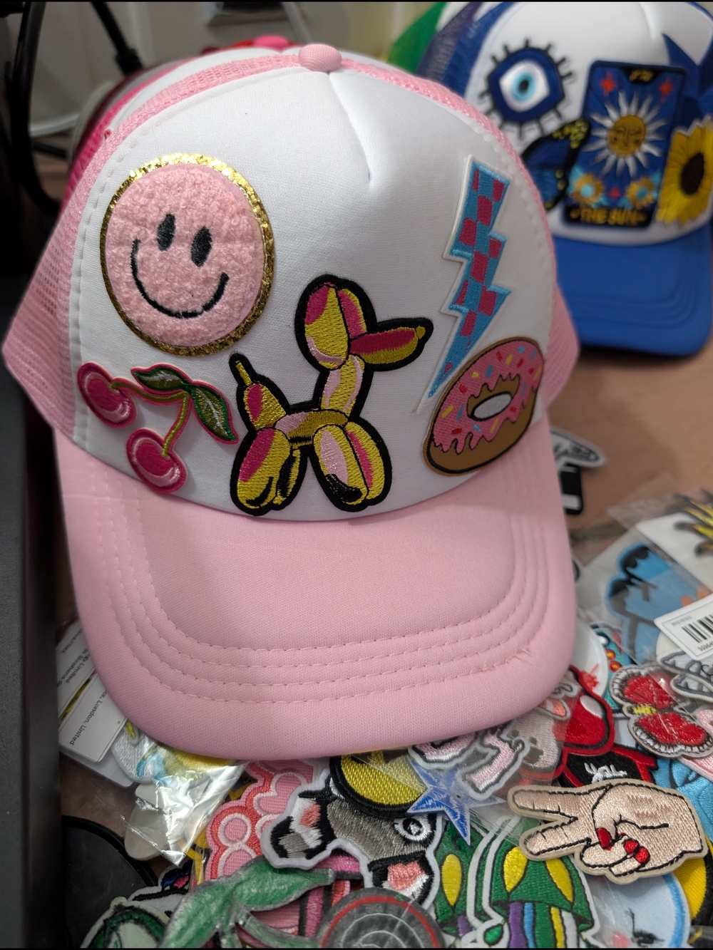 Pink Patchwork Trucker Hat - Women